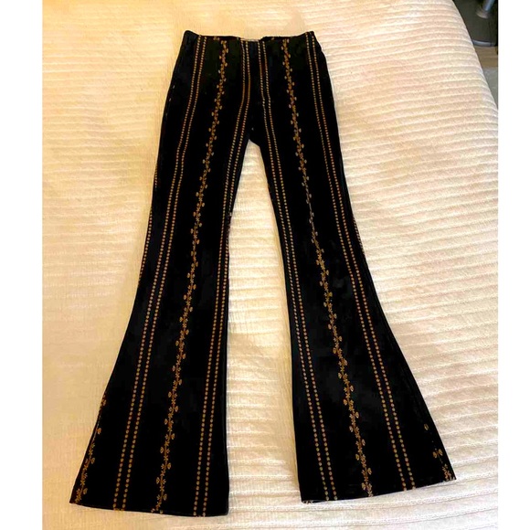 Pants - Velvet flared high waisted pants